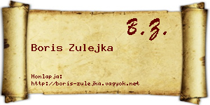 Boris Zulejka névjegykártya